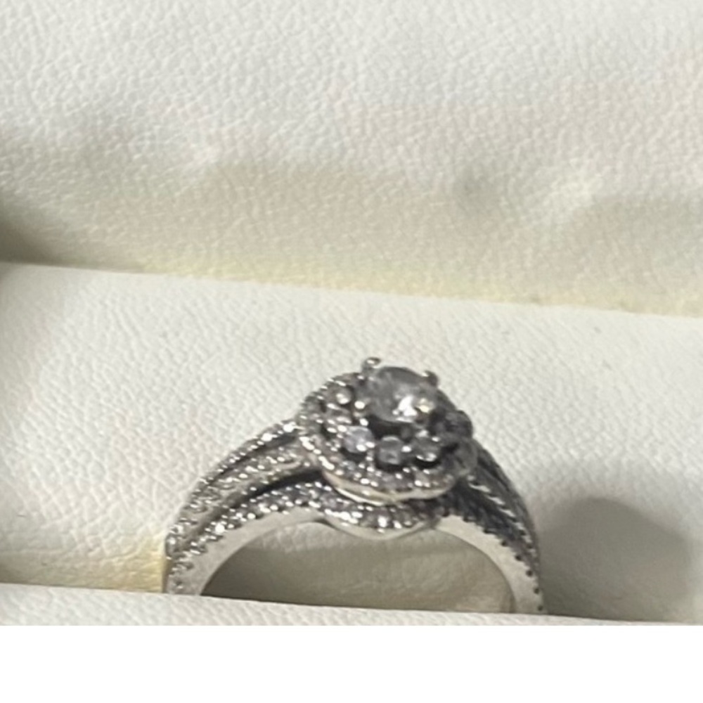 5/8 cttw Adrianna Papell Diamond Engagement Wedding set 14K White Gold size 7 - Picture 6 of 9